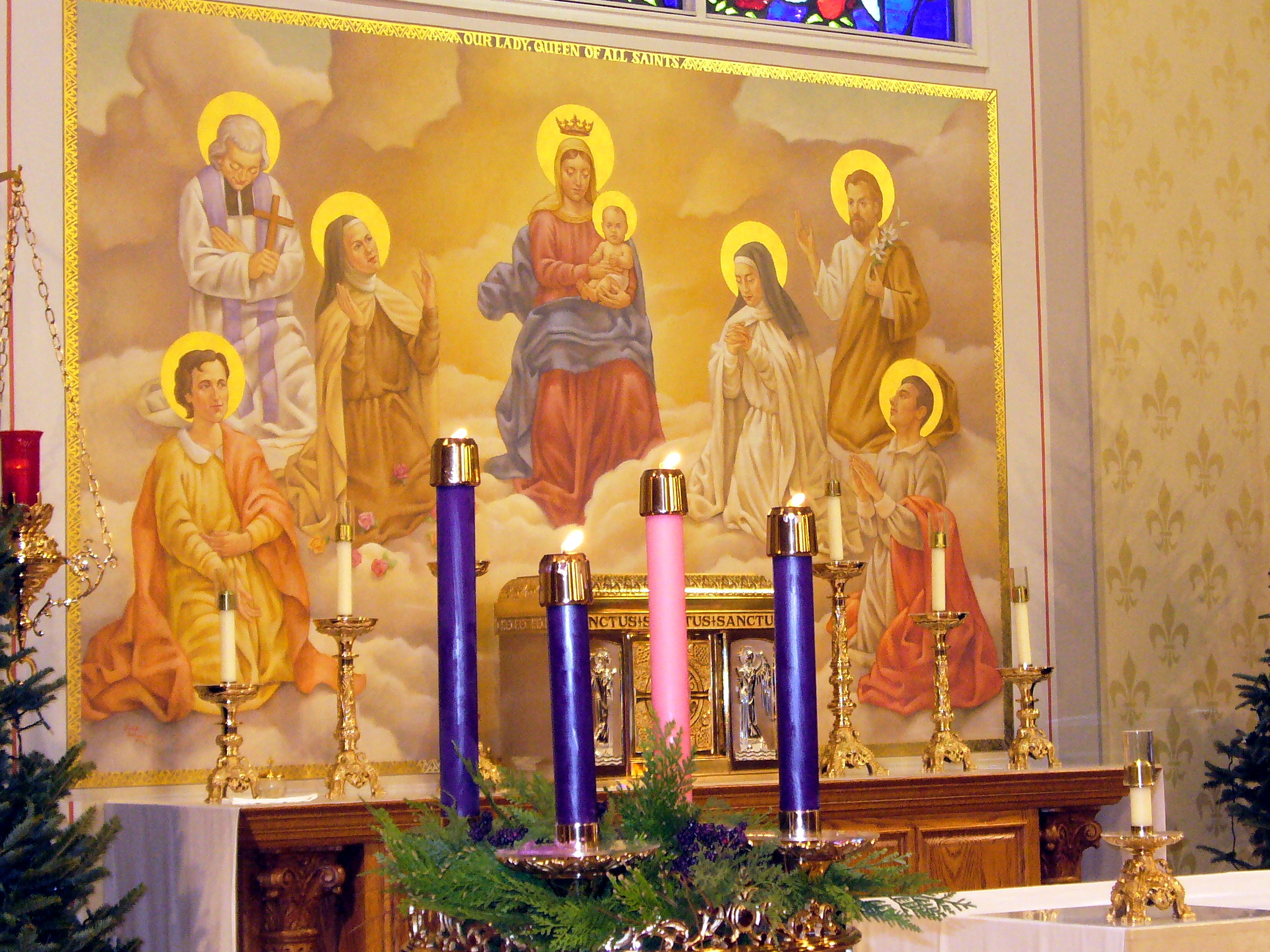3 violet, 1 pink for joy - advent wreath w_ mary