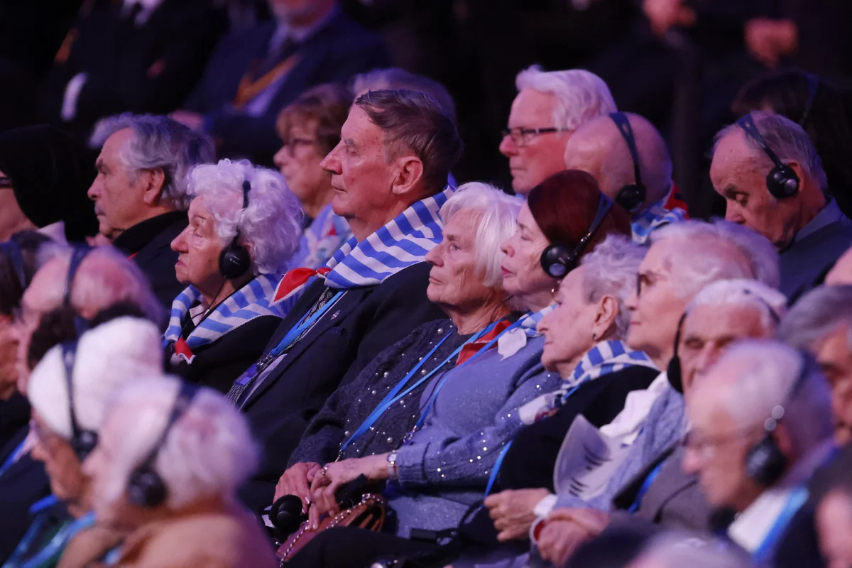 blue stripes of Auschwitz prisoners